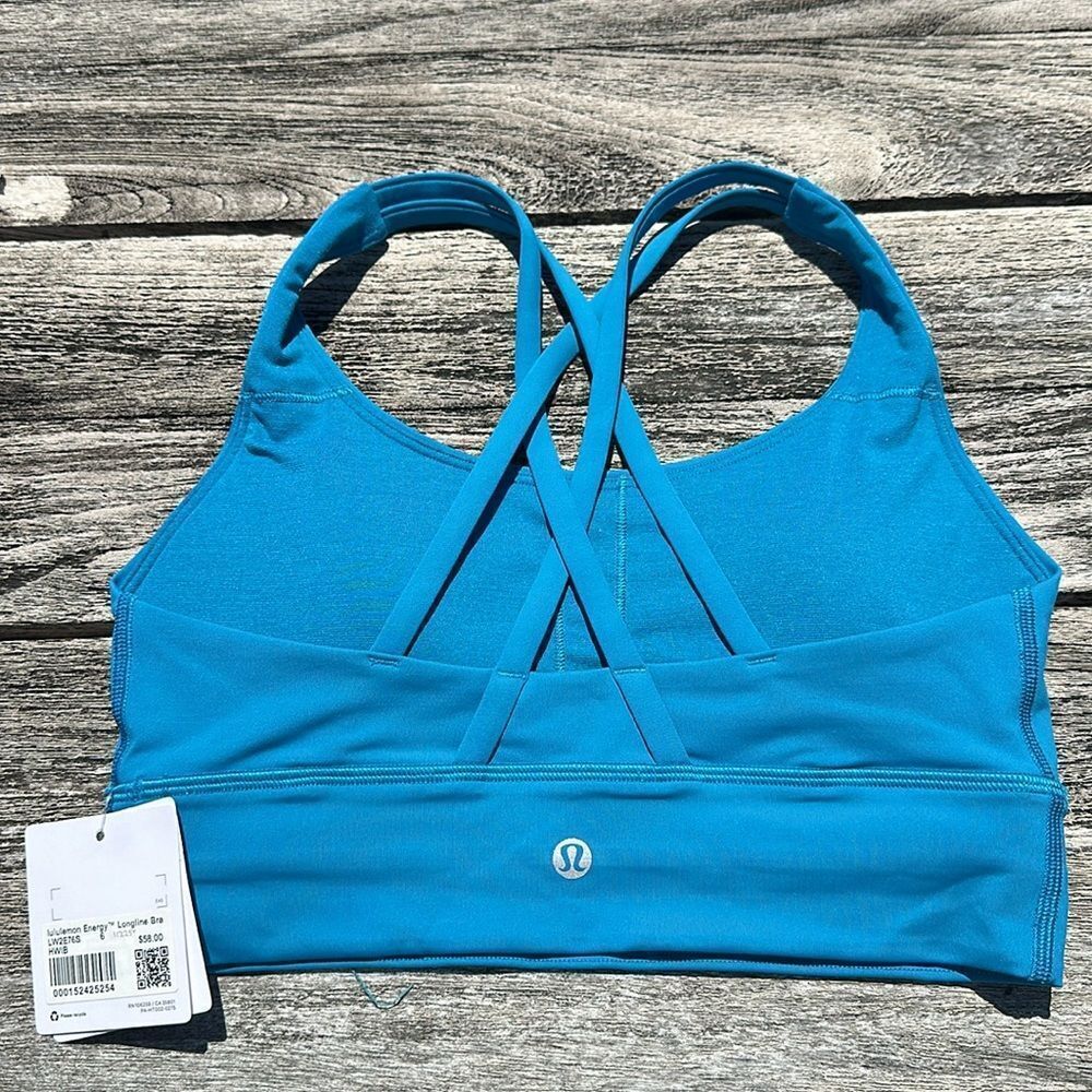 Lululemon Energy Bra Long Line Medium Support, B–D Cup size 6 NWT Hawaiian Blue